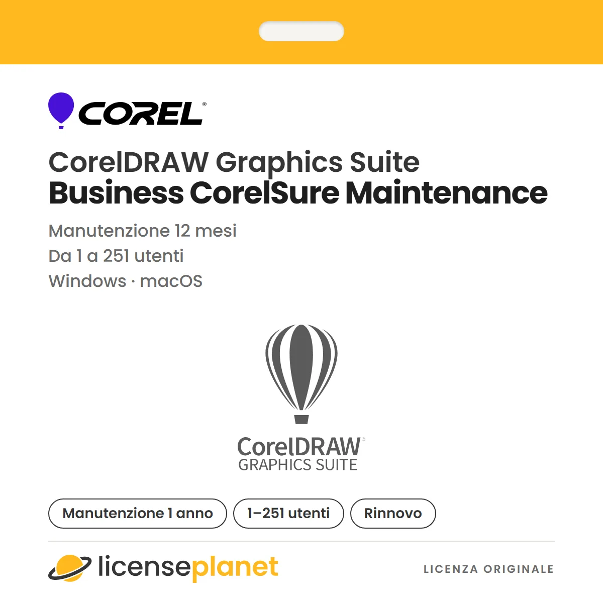CorelDRAW Graphics Suite Business CorelSure Maintenance Renewal WIN/MAC