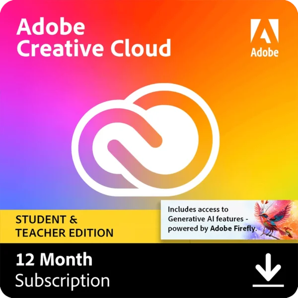 Adobe Creative Cloud All Apps – Student & Teacher License for Photoshop, Illustrator, Premiere Pro, and more